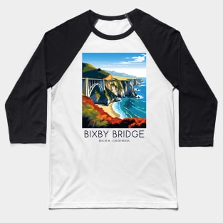 A Pop Art Travel Print of Bixby Bridge in Big Sur - California - US Baseball T-Shirt